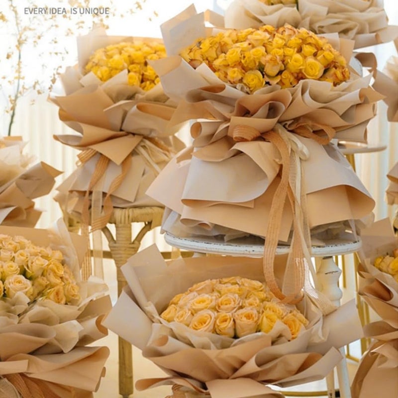BBJ WRAPS Double Color Flower Wrapping Paper Waterproof Florist Bouquet Packaging Wraps 20 Sheets 23.6x23.6 Inch (Peach) - Image 3